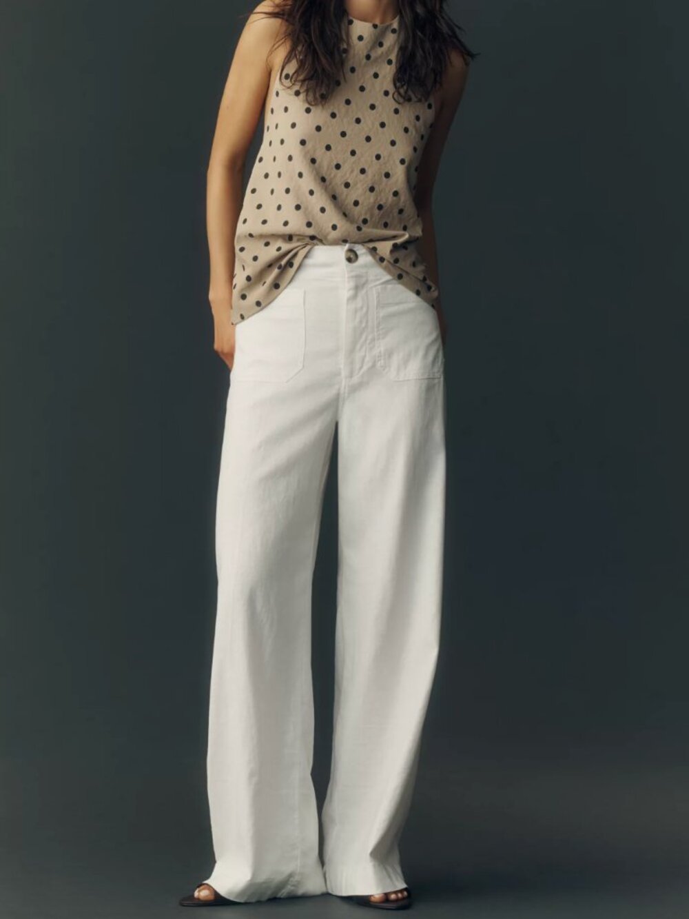Anthropologie Maeve Colette Linen Stretch High-Rise Wide-Leg Pants